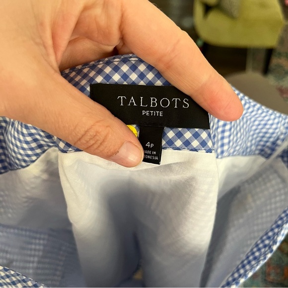 Talbots Skirt Women's 4P Petite Gingham Cotton Canvas Embroidered Parrots Preppy - Picture 3 of 5